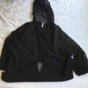 LF hooded Fishnet crop jacket